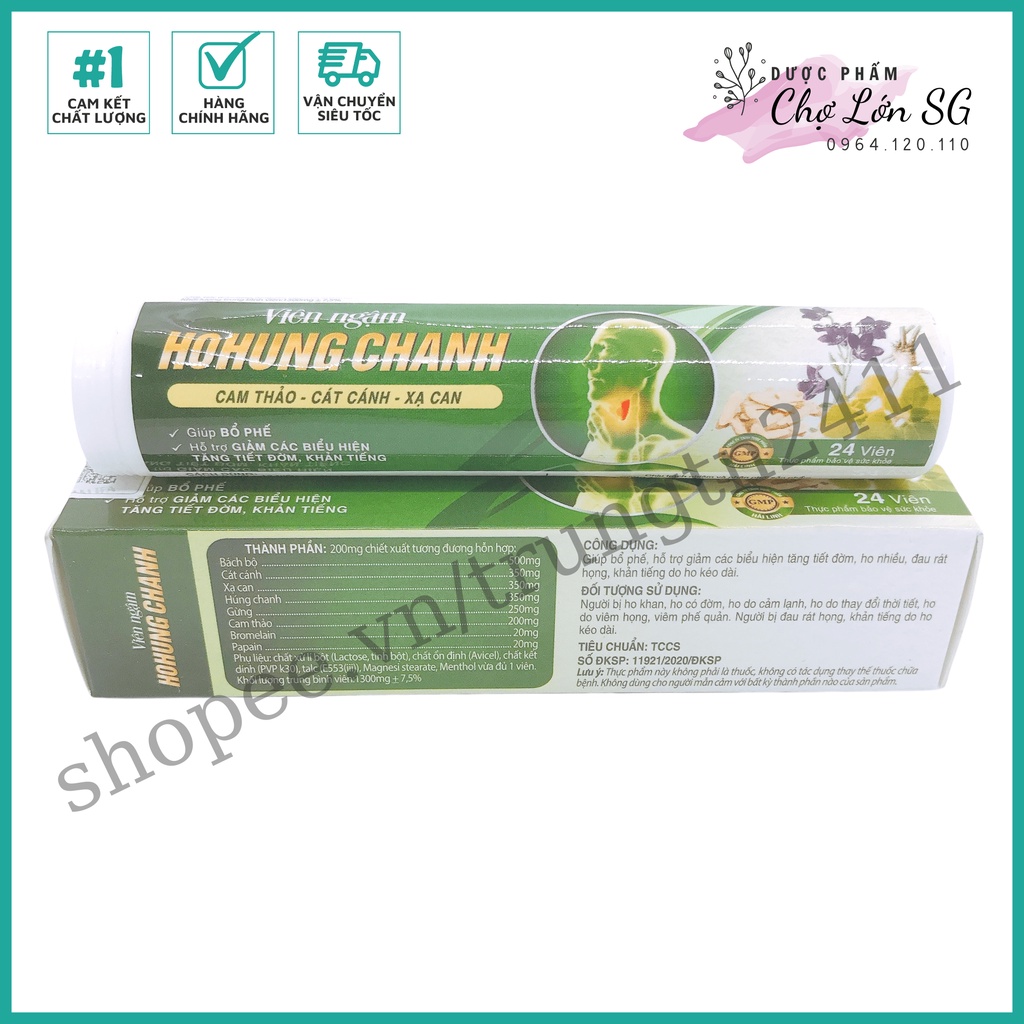 Viên ngậm hohung chanh, giúp bổ phế, giảm ho - hộp 24 viên