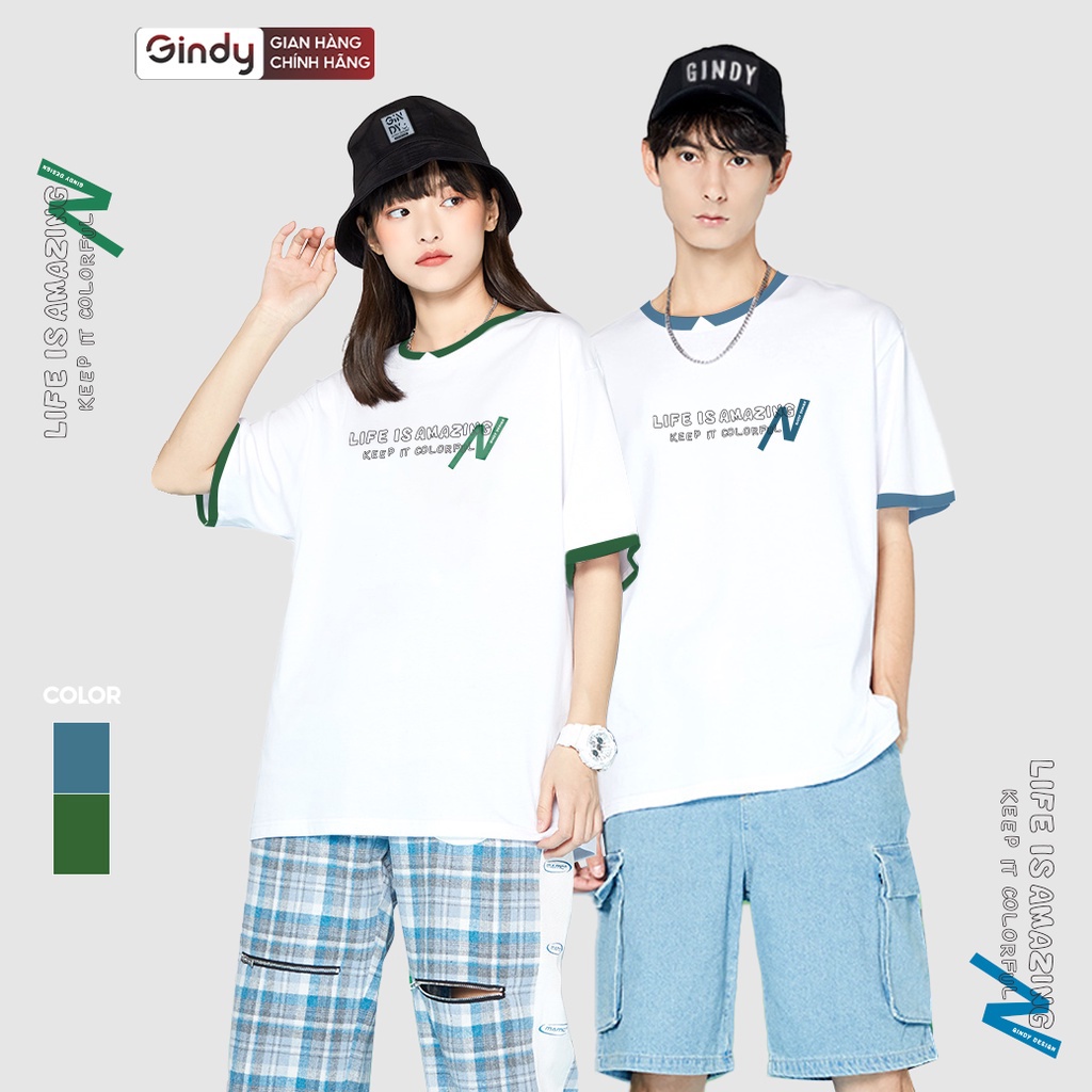 Áo phông form rộng unisex thun tay lỡ cổ tròn vải 100% cotton mát co giãn Life dáng basic mẫu mới 2022 local GINDY A010