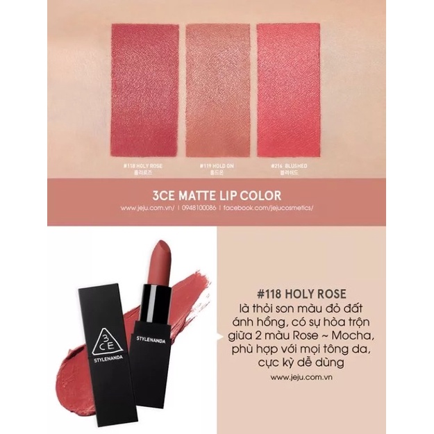 118 - Son thỏi lì Matte Lip Color đủ màu vỏ đen