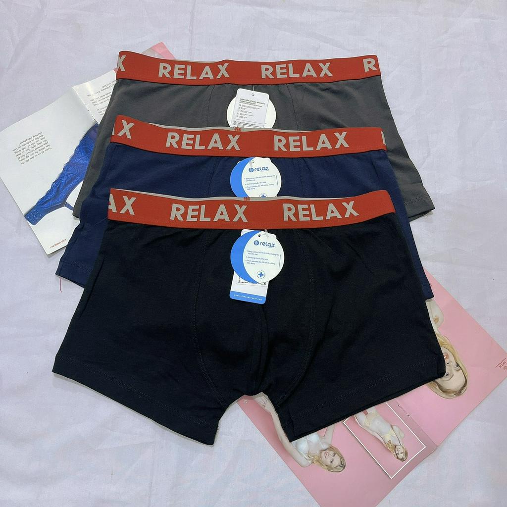 Combo 3 quần lót nam boxer đùi cao cấp cotton Relax 019 chính hãng lưng to bền đẹp, thoáng mát, thấm hút mồ hôi, co giãn