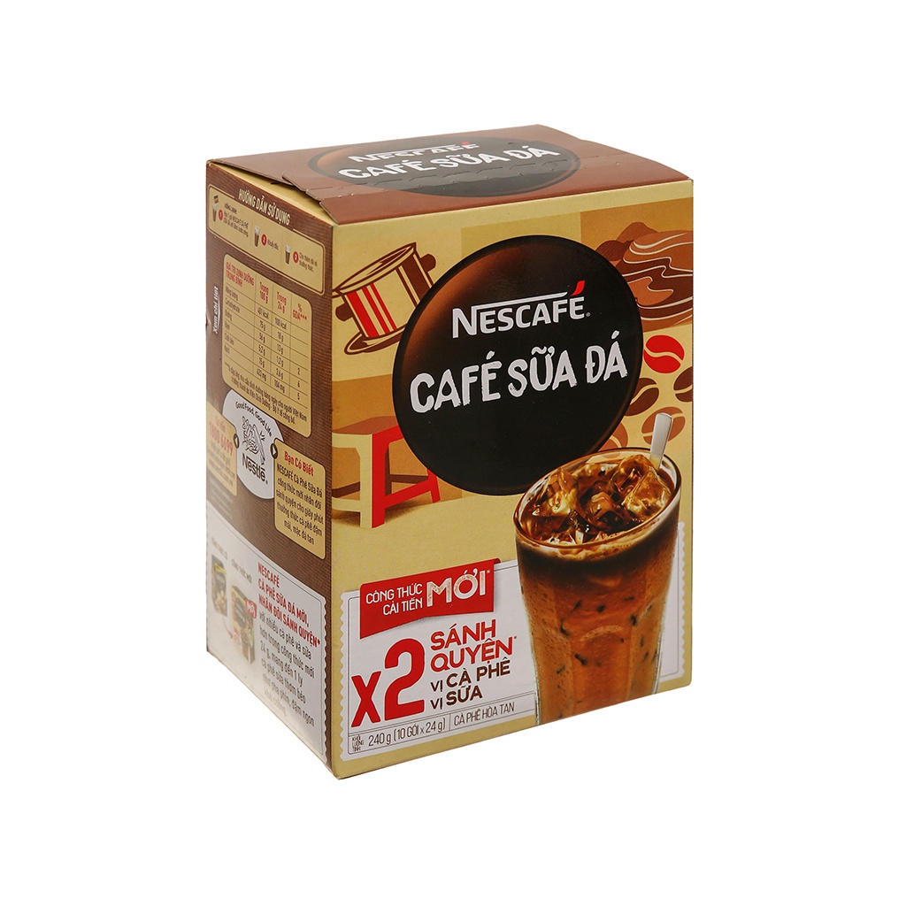 COMBO 3 HỘP CÀ PHÊ HÒA TAN NESCAFE SỮA ĐÁ - hộp ( 10 gói x 24gr)