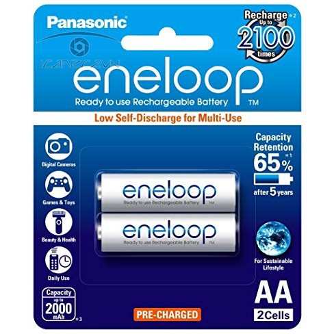 PIN SẠC ENELOOP AA 2000MAH VỈ 2 VIÊN TRẮNG BK-3MCCE/2BV hàng chính hãng dùng cực lâu bền