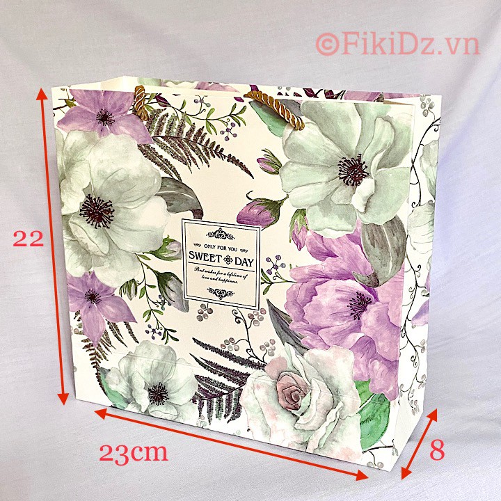 [15*16*6.5] SỈ 24K Set 2 món Hộp quà tặng hộp hoa sáp trà hoa & túi HOA TÍM | BigBuy360 - bigbuy360.vn