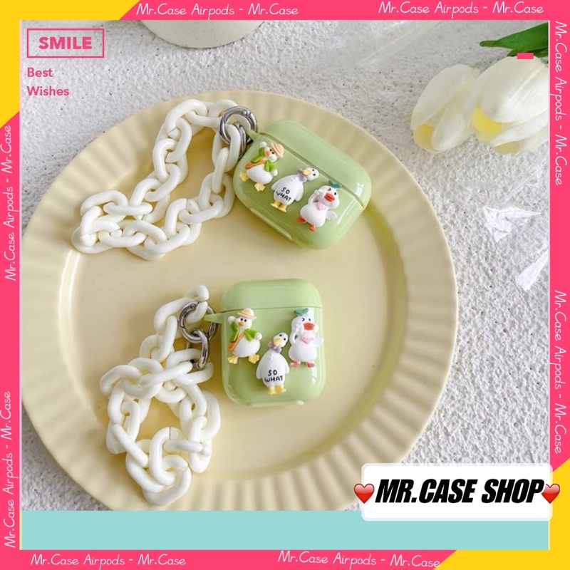 Case Airpods 1/2 /3/Pro Vỏ Ốp Tai Nghe Nhựa Dẻo Hình Silica Gel Xanh Lá - Mr.Case AirPods