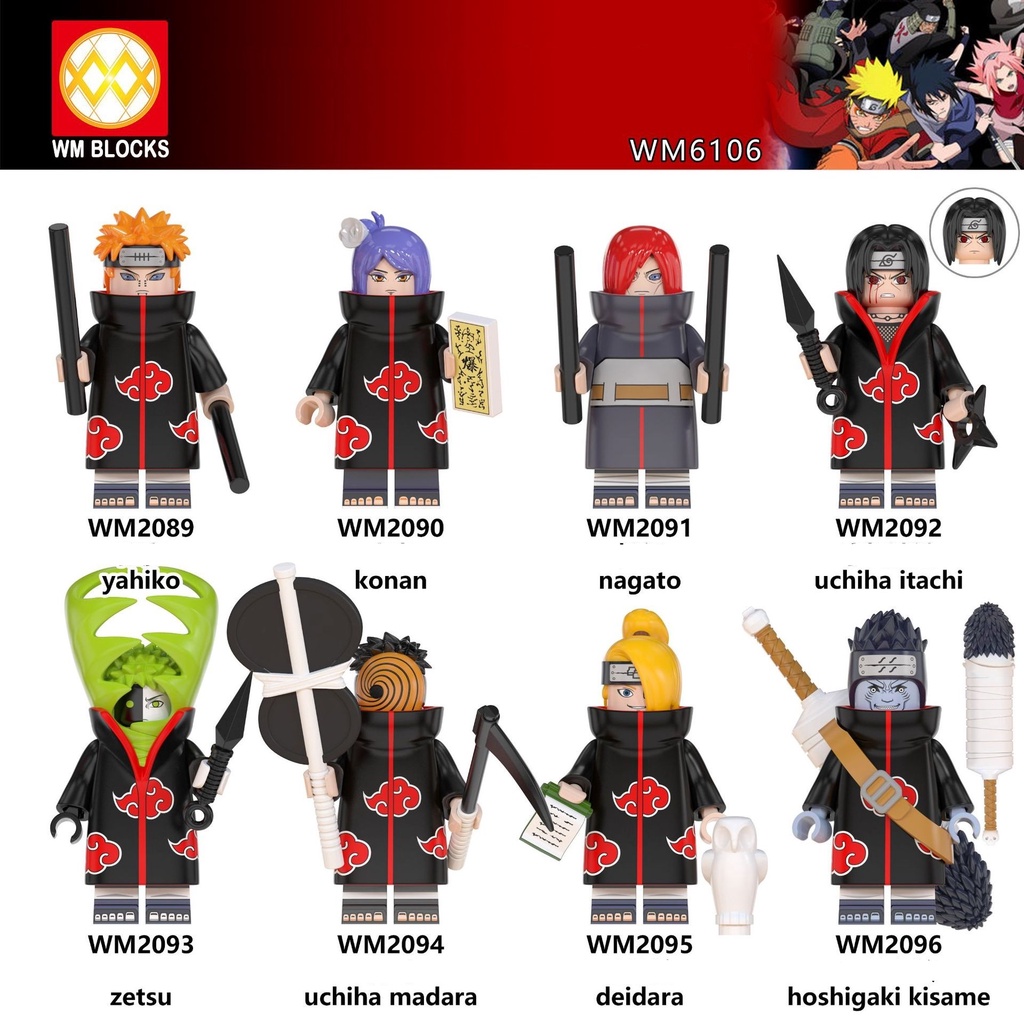 COMBO 8 Minifigures Các Nhẫn Giả Naruto Uchiha Obito - Uzumaki Naruto - Uchiha Sasuke - Hatake Kakashi WM6106