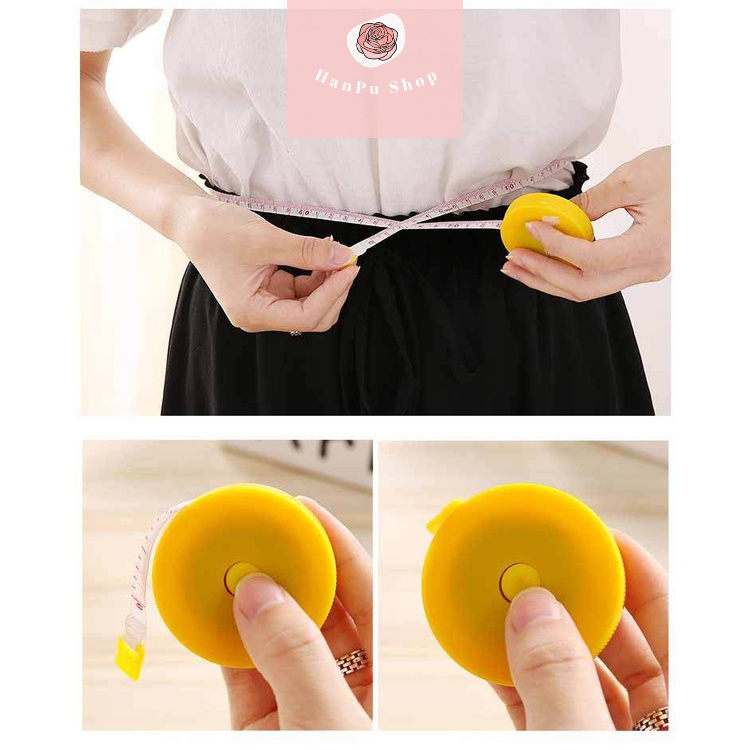Thước Dây Cuộn Mini Đo Eo Đo Chiều Cao Cho Bé Rút Tự Động 1,5 Mét