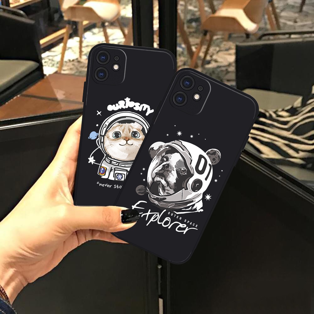 Vỏ ốp iPhone Silicon Chó mèo Phi hành gia cho iPhone 6/6pl/6s/6spl/7/7pl/8/8pl/x/xs/11/12/13/pro/max - Chinchincase