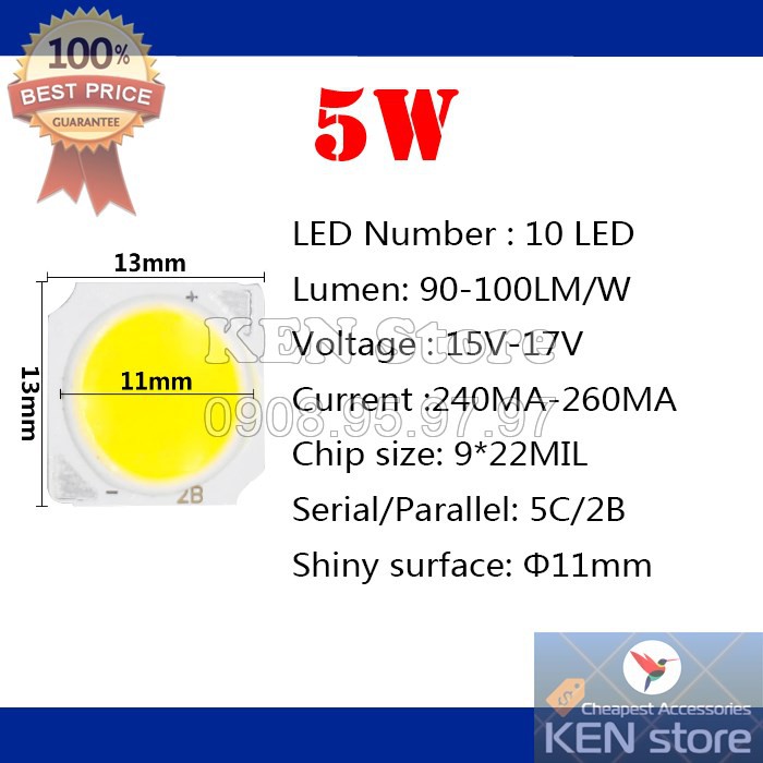 Bóng led 3W 5W 7W 10W vuông 13mm | BigBuy360 - bigbuy360.vn