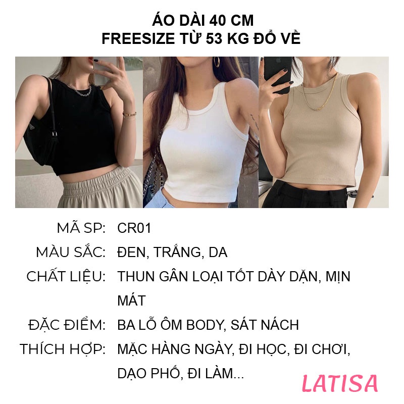 Áo ba lỗ nữ croptop ôm body sát nách thun kiểu LATISA CR01