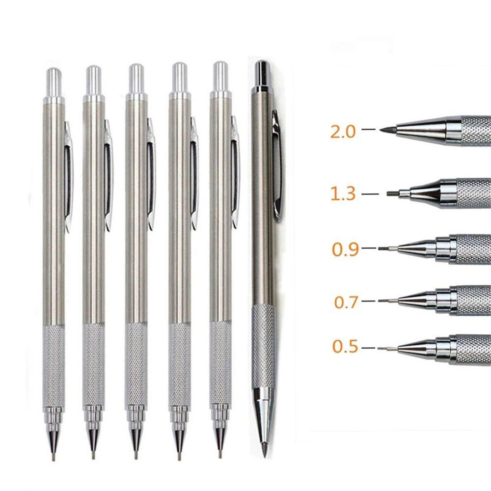 1 Bút Chì Bấm Tự Động Bằng Thép Không Gỉ 0.5 / 0.7 / 0.9 / 1.3 / 2.0mm