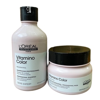 {Siêu rẻ} {Chính hãng} Cặp gội + hấp (ủ) tóc L'oreal Vitamino Color dành cho tóc nhuộm, 300ml/200ml