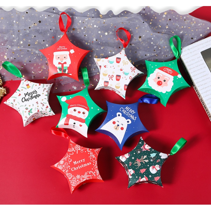 Hộp Quà Tự Gấp Hình Sao Trang trí Cây Thông, Trang Trí Noel Giáng Sinh