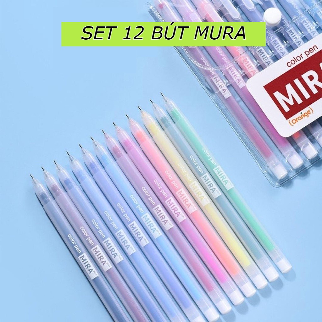 Set 12 Bút gel MURA ngòi 0.5mm nhiều màu tùy chọn cho học sinh sinh viên -A43