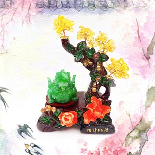 Tượng tỳ hưu phong thủy và cây hoa mẫu đơn