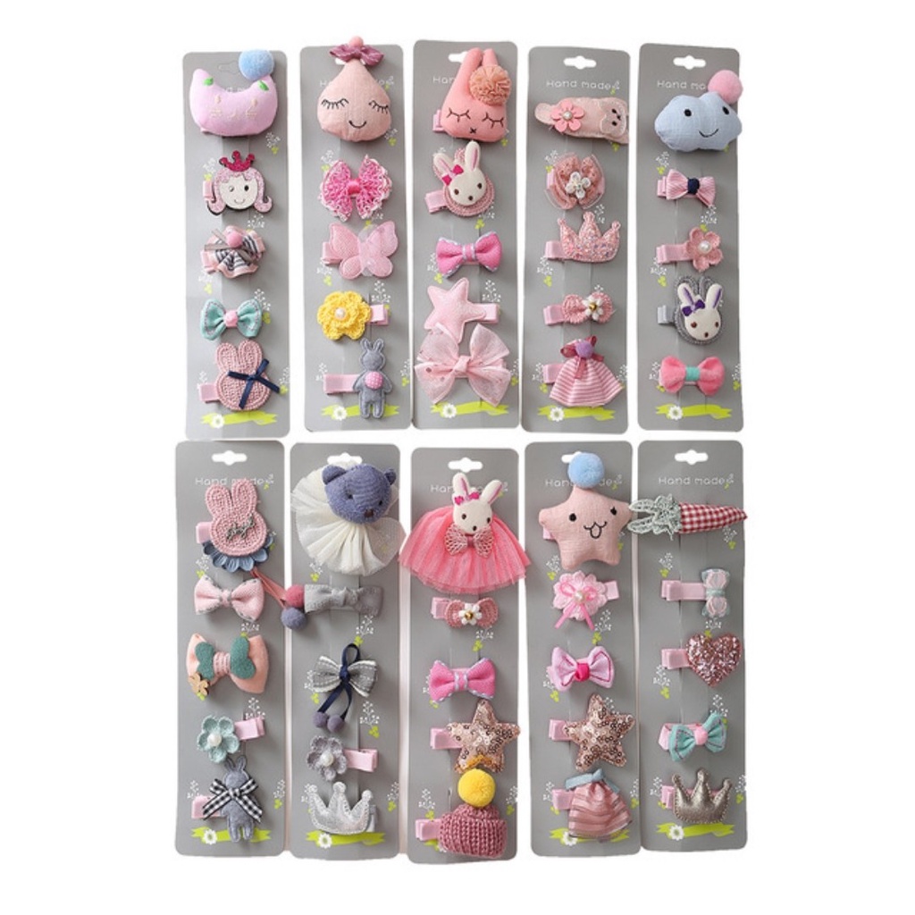 Set 5 kẹp tóc style Hàn Quốc xinh xắn cho bé yêu
