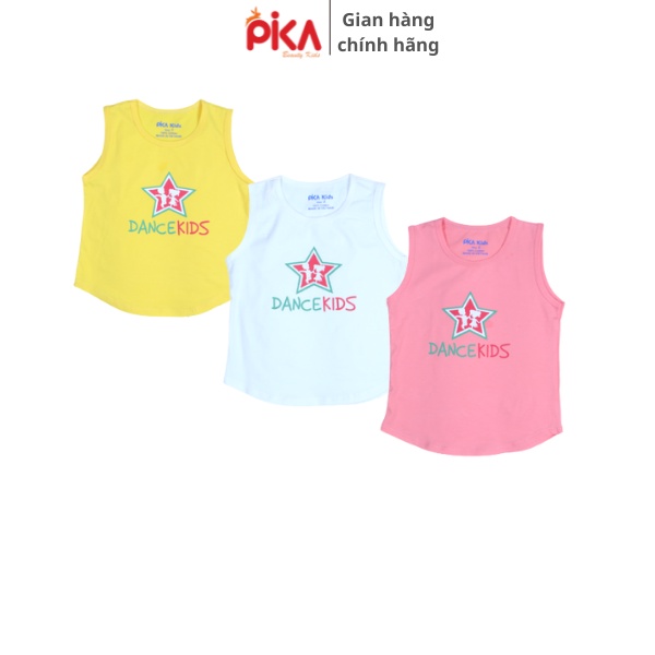 Áo thun ba lỗ cho bé gái -Pika  kids - in sao chất liệu cotton -Quần áo trẻ em từ 10-25kg