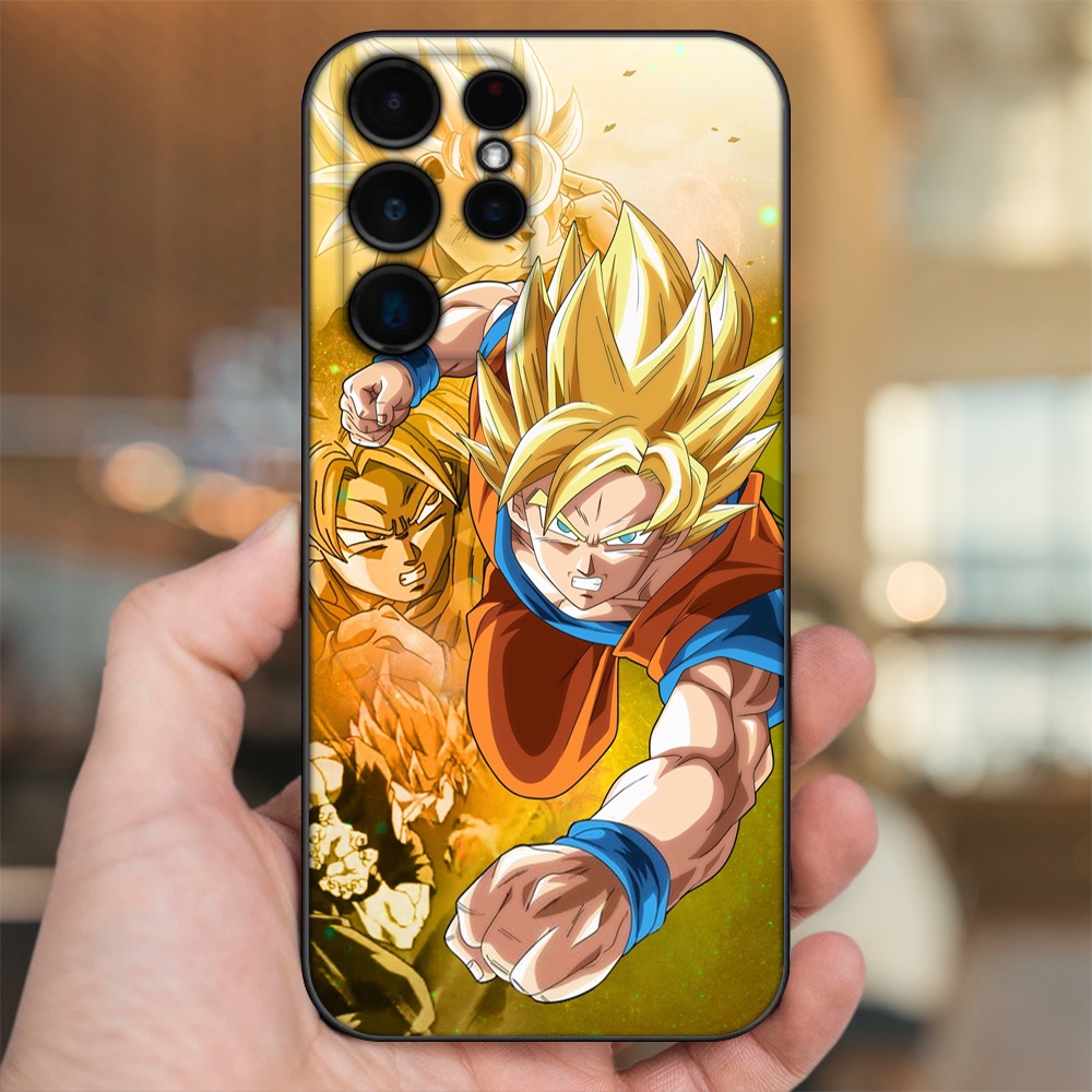 Ốp lưng Samsung S21 Ultra, S22 Ultra viền đen in hình Goku Dragon Ball