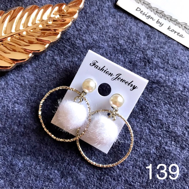 FREESHIP ❤️ Khuyên Tai Tròn Gắn Quả Bông Đáng Yêu M139