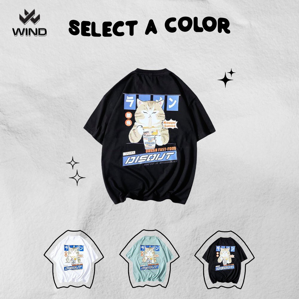 Áo thun tay lỡ Wind phông unisex form rộng Mèo Ly nam nữ cotton oversize ulzzang