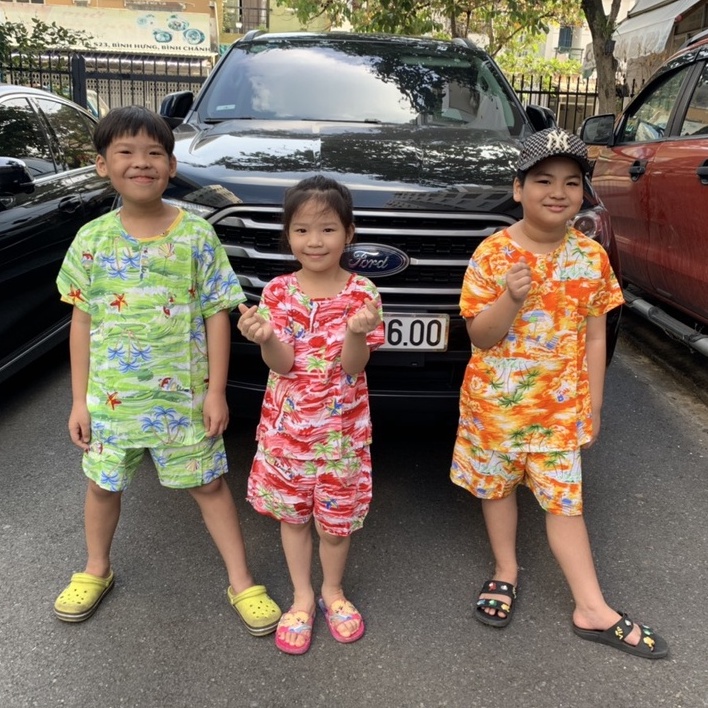 Bộ tole Thái quần đùi áo ngắn tay họa tiết hoạt hình biển xe hơi cho bé trai từ 12-55kg Luôn luôn rẻ.