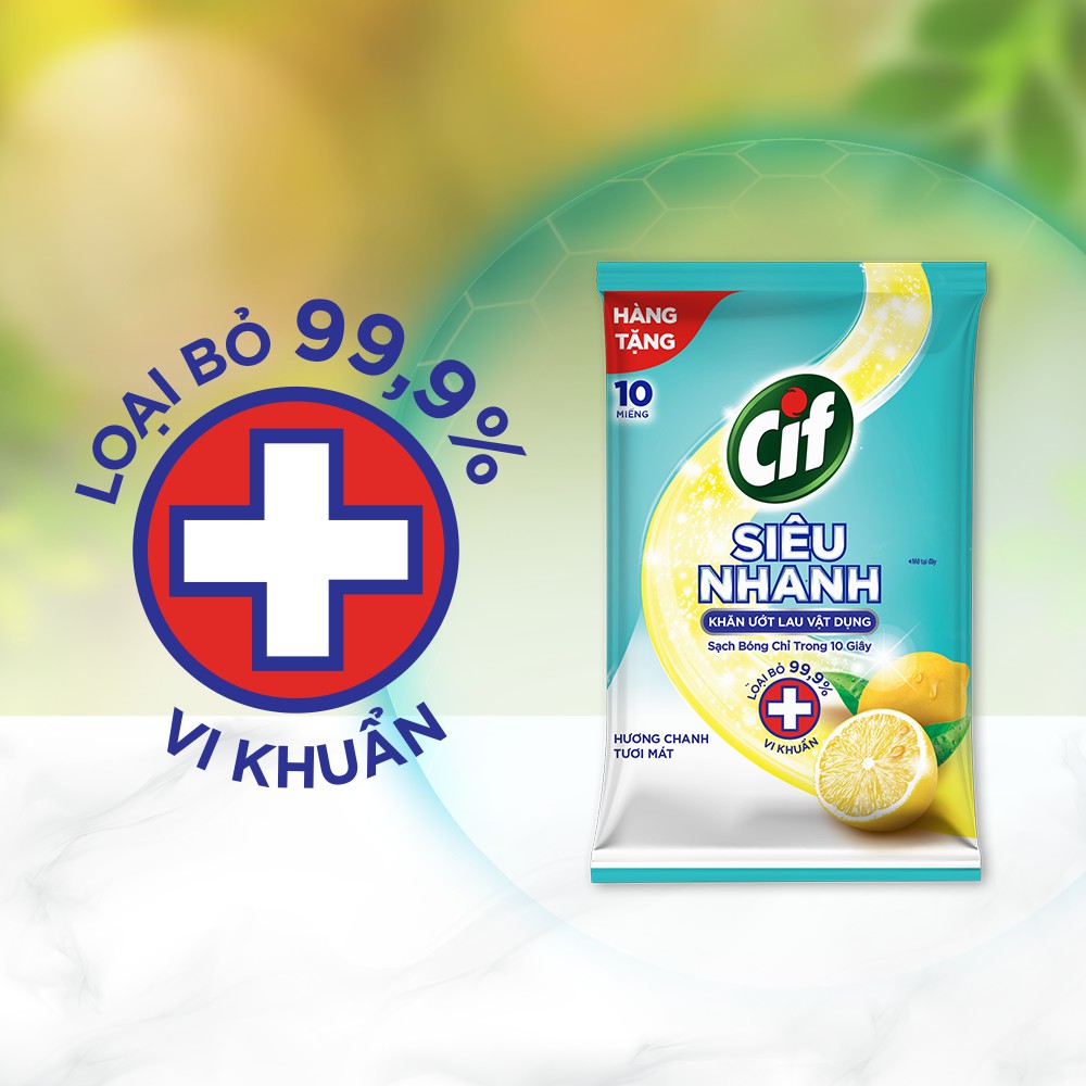 Combo 2 Túi khăn ướt lau bề mặt da năng CIF 24 miếng