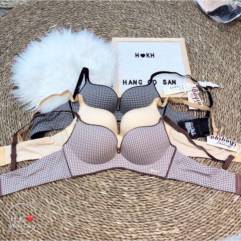 Áo Lót Nữ Thông Hơi Không Gọng Phối Kẻ Caro chất siêu mềm K68