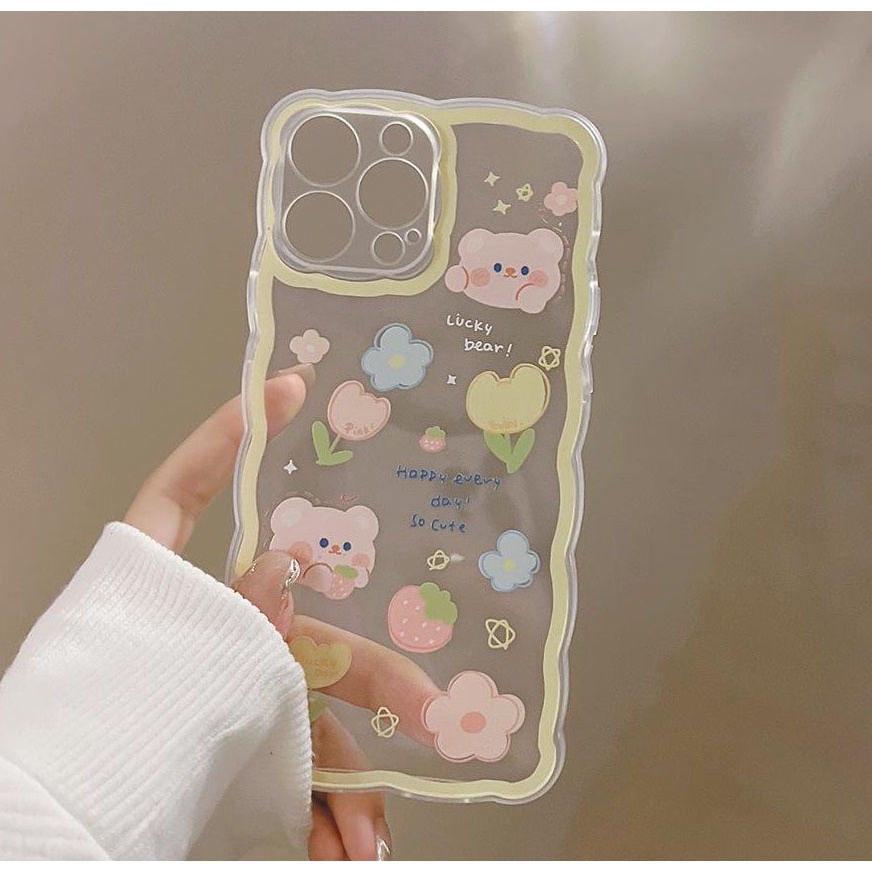 Ốp lưng IPhone trong lượn sóng Lucky Bear 6/6s/6plus/6splus/7/7plus/8/8plus/xs/11/12/13/14/pro/max/plus/promax TLS29