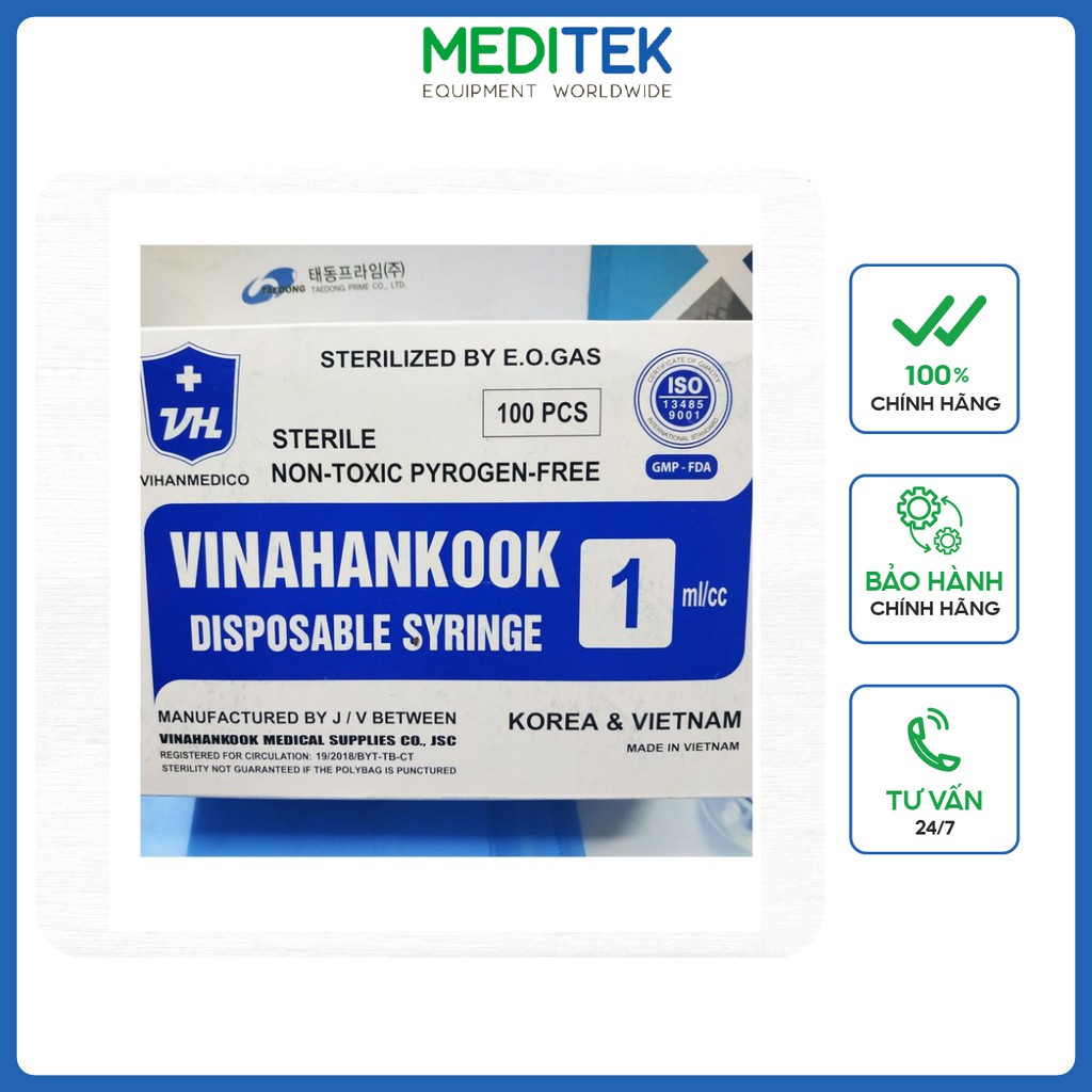 Bơm tiêm dùng 1 lần Vinahancook, 1ml/cc