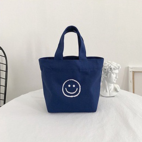 Túi tote mini vải mộc Tiệm nhà Pony phong cách Hàn Quốc in hình mặt cười happy happy
