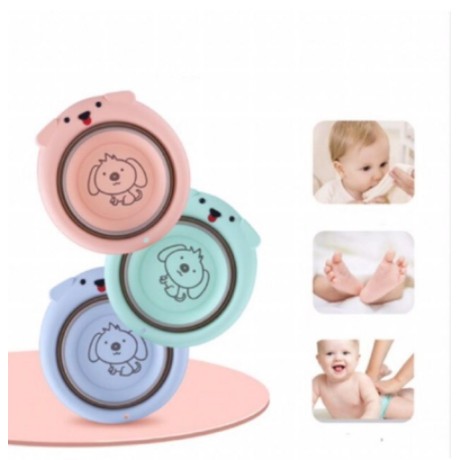 Chậu/ thau rửa mặt gấp gọn silicon cho bé hình cún/ ong