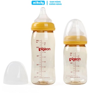 Bình Sữa Pigeon 160ml / 240ml Cổ Rộng PPSU Plus Với Núm Vú silicone Siêu Mềm Plus