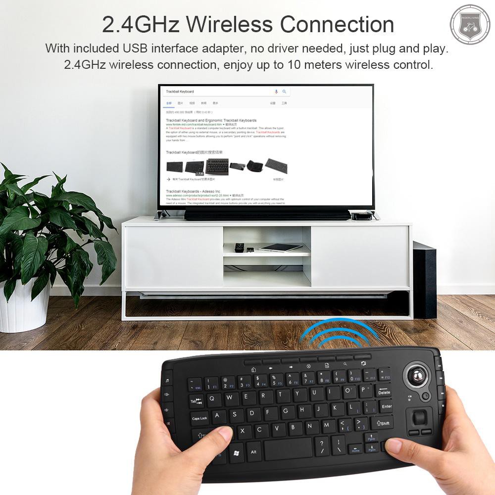 ☞[ready stock]E30 2.4GHz Wireless Keyboard with Trackball Mouse Scroll Wheel Remote Control for Android TV BOX Smart TV PC Notebook 