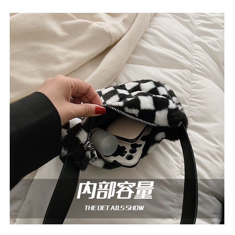 Túi đeo một bên vai bằng nhung lông thời trang thu đông