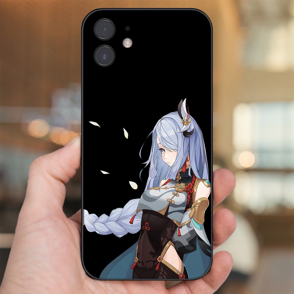 Ốp lưng iPhone 12 dẻo đen cạnh vuông in hình Shenhe Genshin Impact
