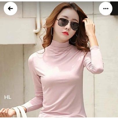 Áo giữ nhiệt nữ cổ cao thu đông phong cách Hàn Quốc, Áo thun giữ nhiệt thu đông nữ dài tay