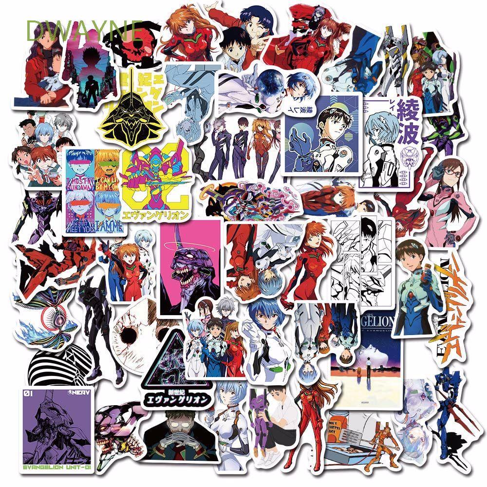 Set 50 miếng dán trang trí laptop hành lý hình anime Evangelion chống thấm nước