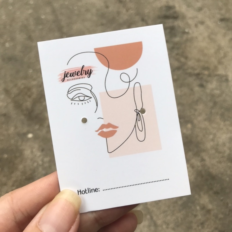 100 chiếc tag bìa treo khuyên, thẻ treo bông tai, Earring hang tags, giấy dày, kích thước 7x5.4cm mẫu 01