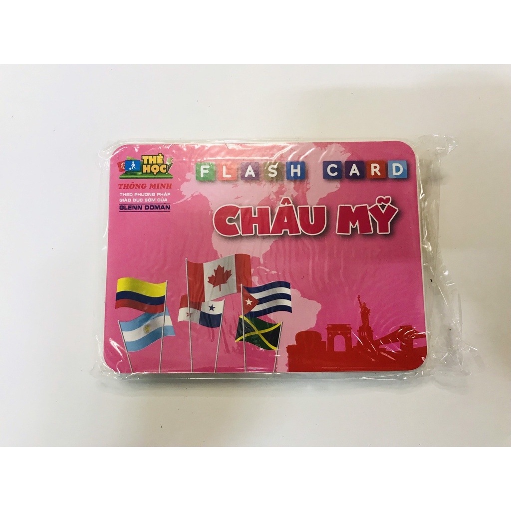 Bộ Thẻ học thông minh - Flash Card  QUỐC KỲ CÁC QUỐC GIA TRÊN THẾ GIỚI - 5 Châu lục - 180 Thẻ (song ngữ Anh - Việt)