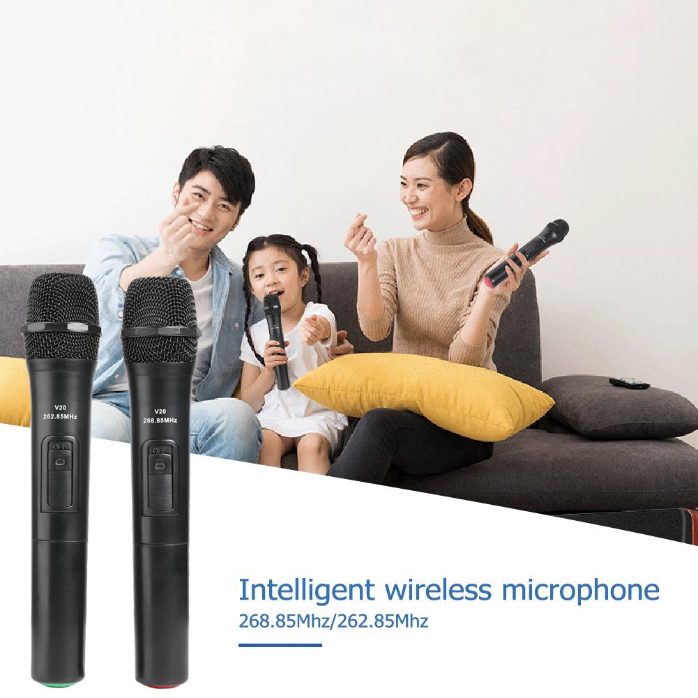 2pcs Smart Wireless Microphones Handheld Mic with USB Receiver for Karaoke