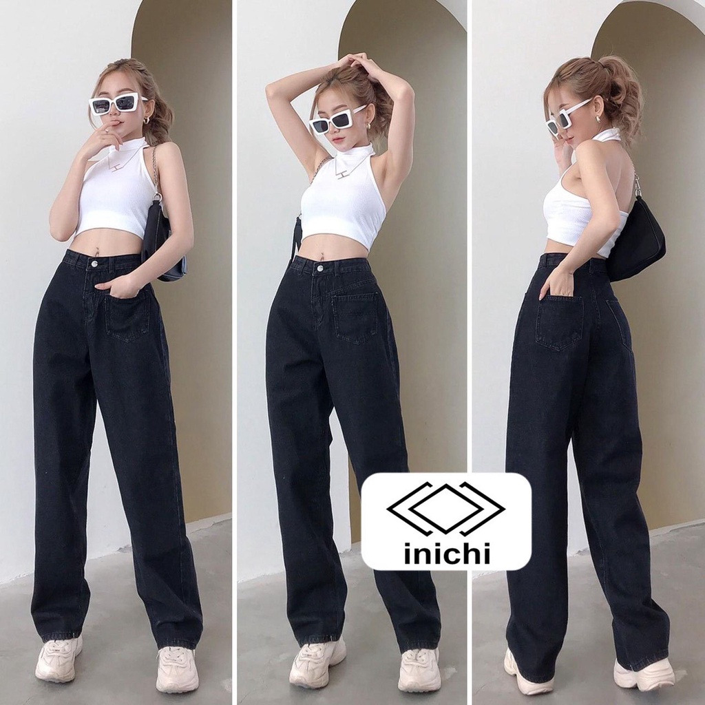 Quần jean nữ INICHI Q872 ống rộng 1 túi vải jean cao cấp chất đẹp | BigBuy360 - bigbuy360.vn