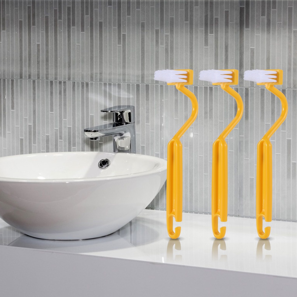 Bàn Chải Vệ Sinh Nhà Tắm/Nhà Bếp Hình Chữ V Với Tay Cầm Cong Tiện Dụng Màu Sắc Ngẫu Nhiên