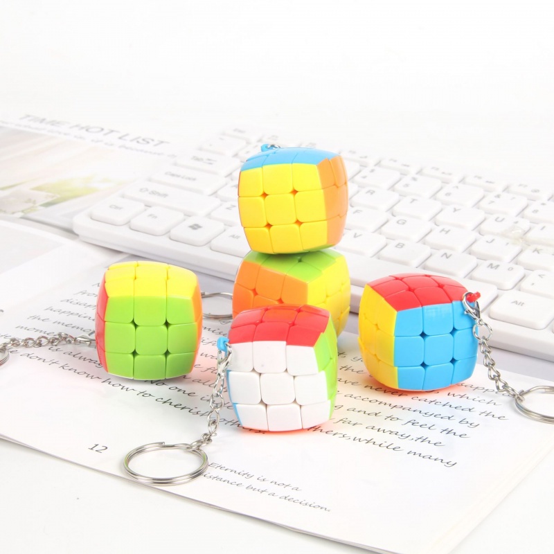 Móc Khóa Mặt Khối Rubik Mini Thú Vị Cho Bé