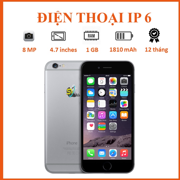 Điện thoại Ip 6G Quốc tế, full chức năng, tải full ứng dụng cơ bản. bộ nhớ 16-32-64GB
