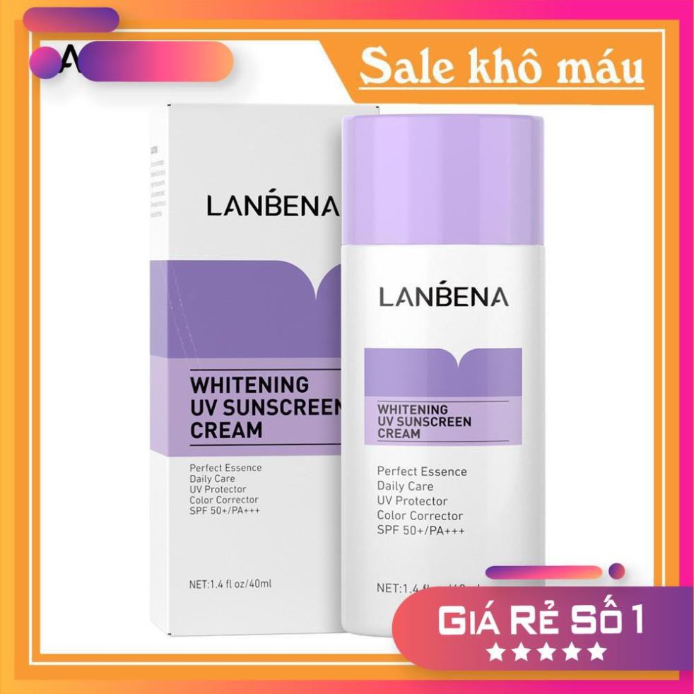 Kem Chống Nắng LANBENA Chống Tia UV Màu Tím Làm Trắng Da Dành Cho Da Mặt SPF50+ 40ml