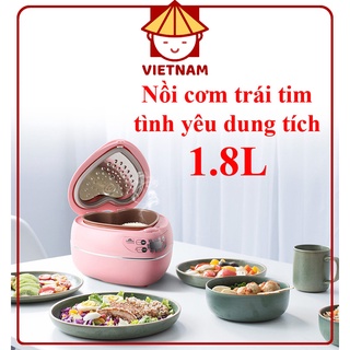 Nồi Cơm Điện Trái Tim 1.8 lít Công suất 600W, Nồi cơm điện giữ nóng thông minh, Thiết kế Sang trọng, Dễ Thương