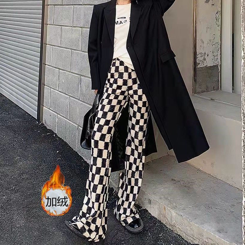 【77】Quần Thể Thao Mỏng Lưng Cao Dáng Rộng Họa Tiết Kẻ Sọc Hợp Xu Hướng Cho Nữ