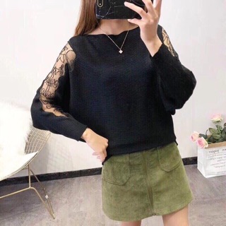 Áo len cánh dơi tay phối ren