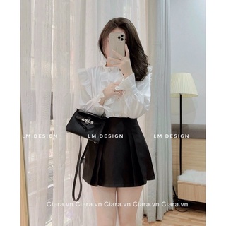 Áo sơ mi dài tay cúc ngọc cách điệu