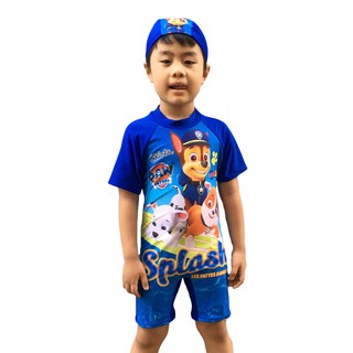 Bộ đồ bơi liền thân chú chó cứu hộ + nón bơi - Đồ bơi bé trai DBBT72