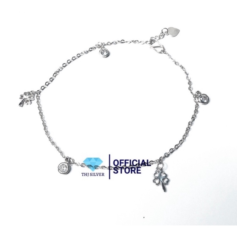 Lắc chân nữ cỏ 4 lá mềm mại ,nhẹ nhàng ,may mắn- THJ SILVER